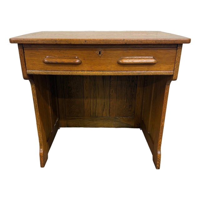 Antique American Arts & Crafts Mission Quarter Sawn White Oak Library Table Desk For Sale