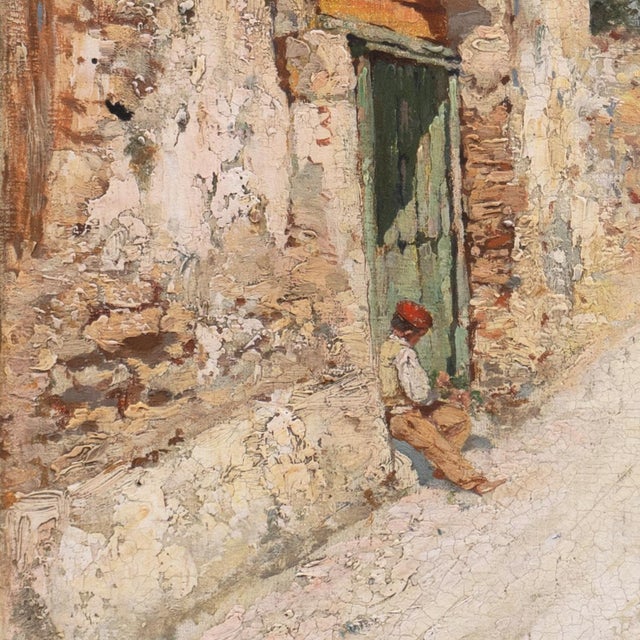 Cream 'Naples With a View of Mount Vesuvius' by Giuseppe Giardiello, Circa 1900, Golfo Di Napoli For Sale - Image 8 of 10