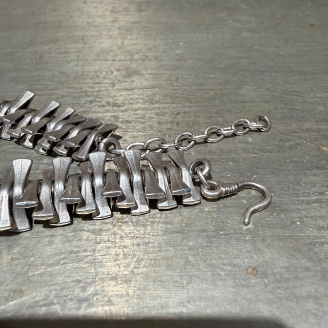 Metal Vintage Modernist Brutalist Articulated Bone Collar Necklace Nanna Ditzel Era For Sale - Image 7 of 10