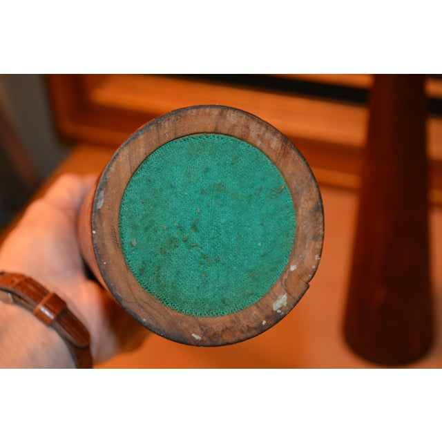 Pair Sculptural Danish Modern Mid Century Tall Teak Candlesticks Taper Holders For Sale - Image 10 of 11