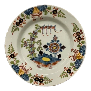 18th Century English Delft Tin Glaze Faience Polychrome Plate