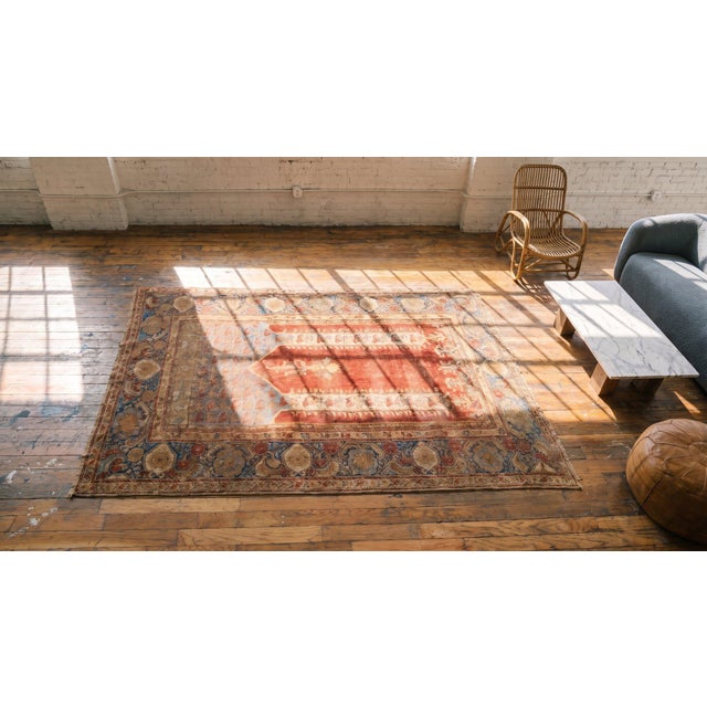 Traditional and Special in a Red Background Color Antique Turkish Ghiordes Prayer Rug For Sale - Image 15 of 15
