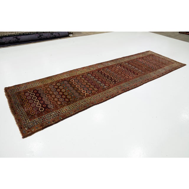 Islamic Brown Antique Malayer Wool Runner Handmade With Floral Pattern For Sale - Image 3 of 9