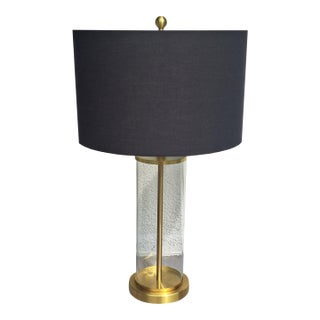 1990s Lauren Ralph Lauren "Payton" Brushed Brass and Glass Column Table Lamp For Sale