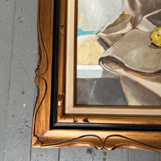 Abstract 1950’s Original Abstract Still Life With View Painting on Canvas For Sale - Image 3 of 6