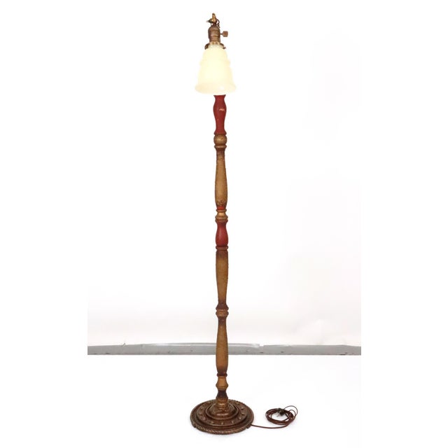 Early 20th Century Early 20th Century Restored Victorian Painted Cast Iron & Wood Bridge Floor Lamp For Sale - Image 5 of 9