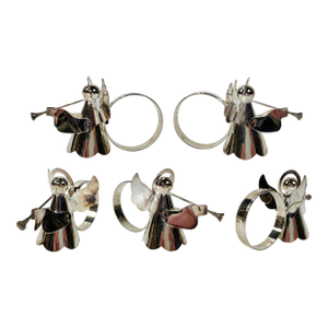 Late 20th Century Silverplate Angel Napkin Rings, Set of 5