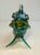 Vintage Hand Blown David Tate Studio Glass Iridescent Green Gold Fish Sculpture For Sale - Image 11 of 15