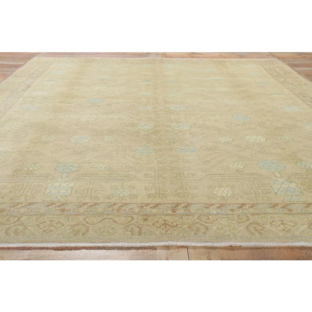 Tan Vintage Earth-Tone Khotan Rug, 08'06 X 09'07 For Sale - Image 8 of 10