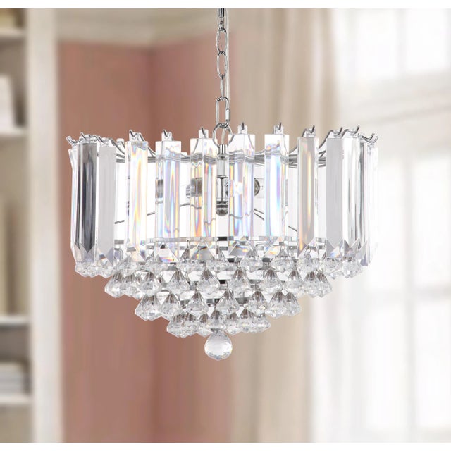 Modern 2 Light 16.5-Inch Diameter Glass Pendant - Chrome & Clear For Sale - Image 3 of 5
