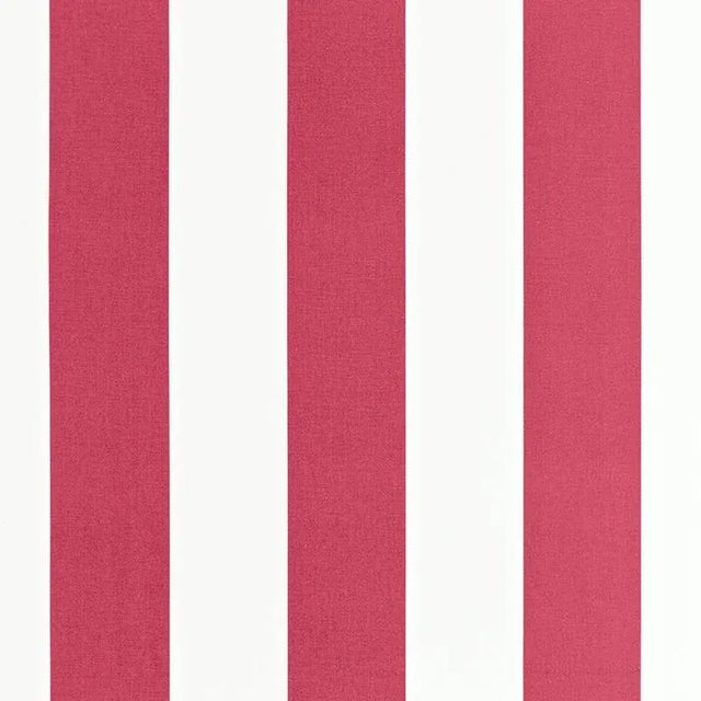 Schumacher Geyer Stripe Fabric in Apple For Sale