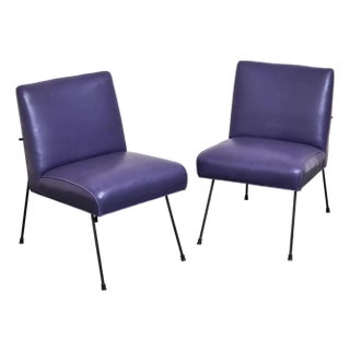 Mid 20th Century Purple Leather Chair Attributed to Milo Baughman for Pacific Iron For Sale