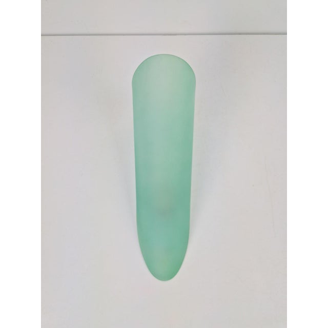 Vintage Triangular Conical Wall Sconces in Green Frosted Glass, 1990s, Set of 2 For Sale - Image 9 of 15