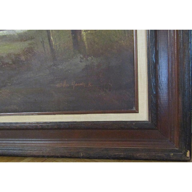 1980s Large Signed Cho Young K Korean Mountain Landscape Oil Painting For Sale - Image 9 of 10