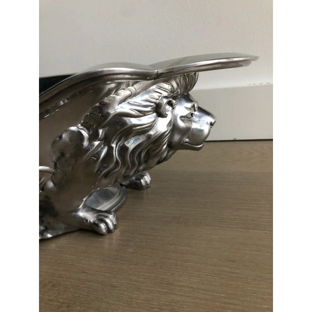 Monumental Arthur Court lion centerpiece bowl in handcrafted, sand-cast aluminum. Masterfully reflects the remarkable...