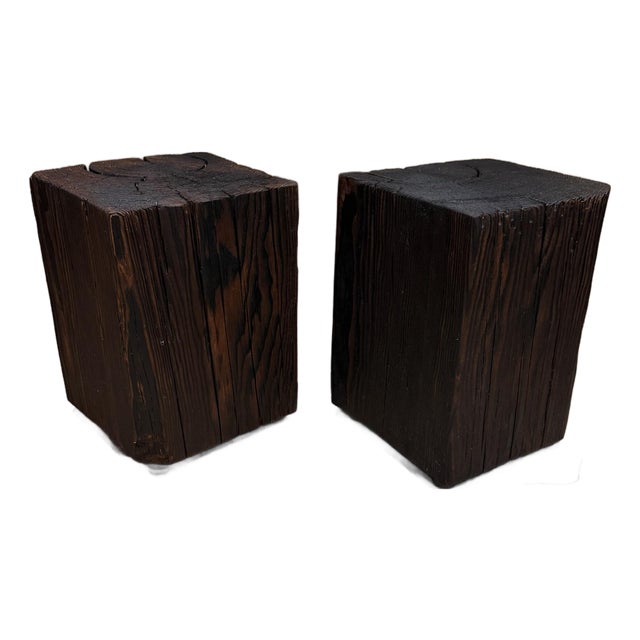 Pair of Primitive Wood Benches Vdg26 Takisugi For Sale