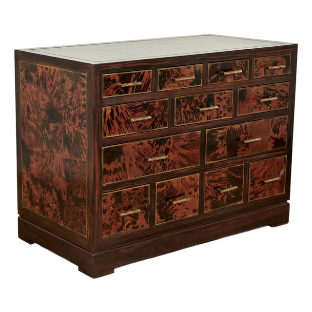 Vintage Faux Tortoiseshell and Rosewood Chest of Drawers For Sale