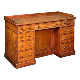 Large English Pedestal Desk With Kneehole Cabinet of Mahogany For Sale