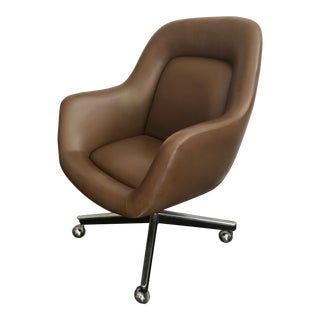Vintage Chocolate Leather Executive Chair by Max Pearson for Knoll For Sale