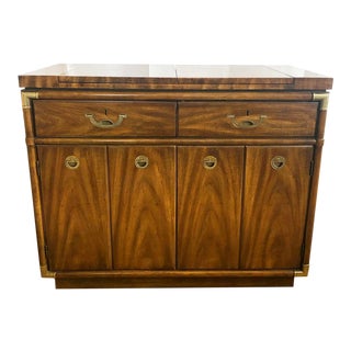 Vintage Campaign Style Stamped Drexel Bar Cart For Sale