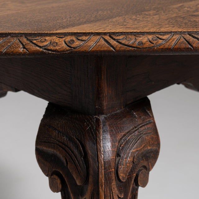 20th Century France Rich Walnut Brown Carved Octagonal Side Table For Sale In Greensboro - Image 6 of 11