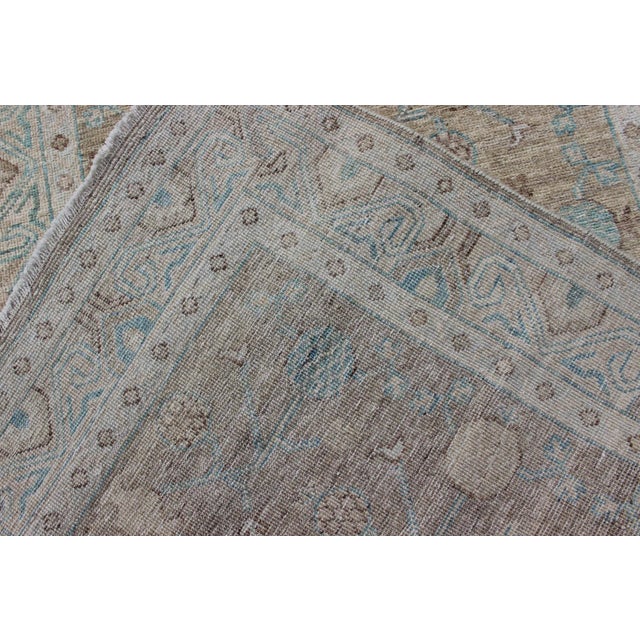 Pomegranate Khotan Design Long Runner in Soft Gold & L. Blue & Geometric Border For Sale - Image 12 of 13
