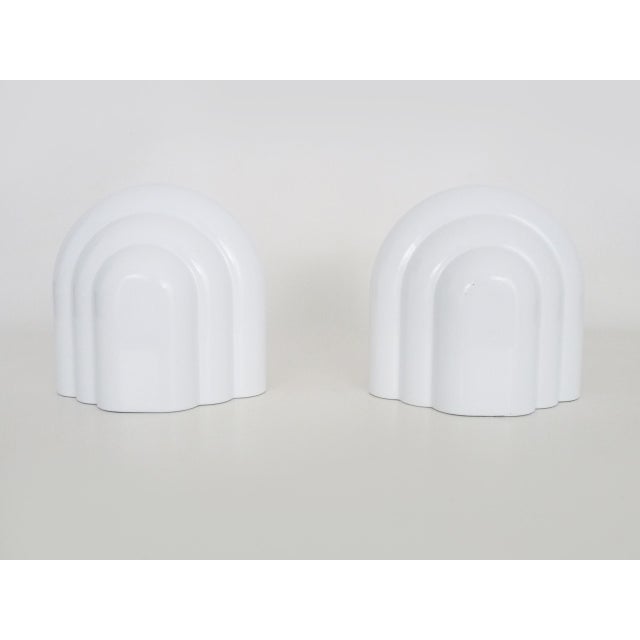 Metal Art Deco Style Wall Lights in White Lacquered Metal, 1980s, Set of 2 For Sale - Image 7 of 9
