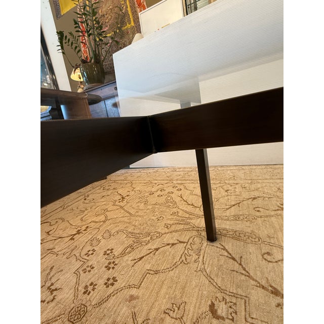 Burnished Brass Metal With Glass Top Coffee Table For Sale In San Francisco - Image 6 of 12