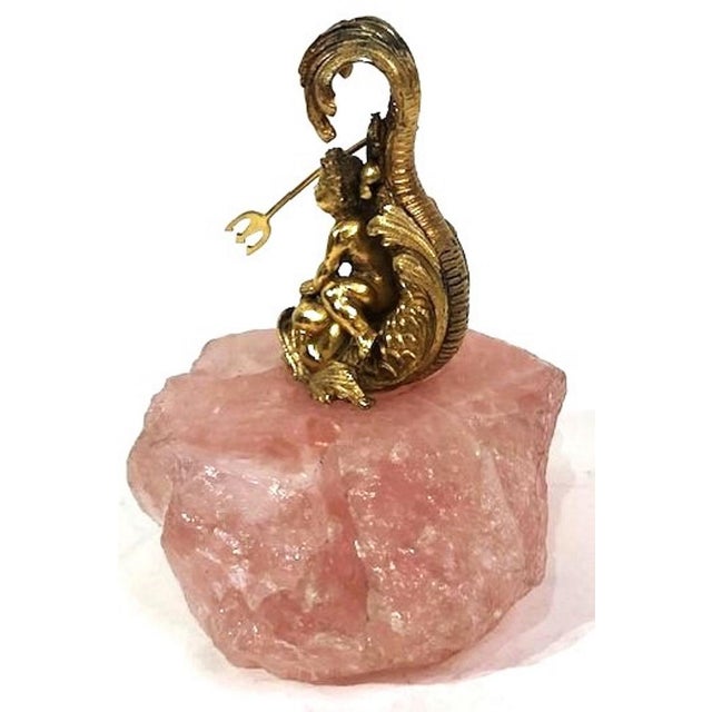 French French Belle Époque, Gilt Silver & Rose Quartz Sculptural Paperweight, ca. 1880 For Sale - Image 3 of 9