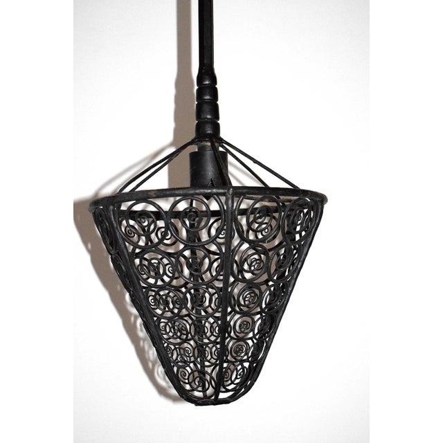 Art Nouveau Wrought Iron Ceiling Lamp, 1920s For Sale - Image 4 of 6