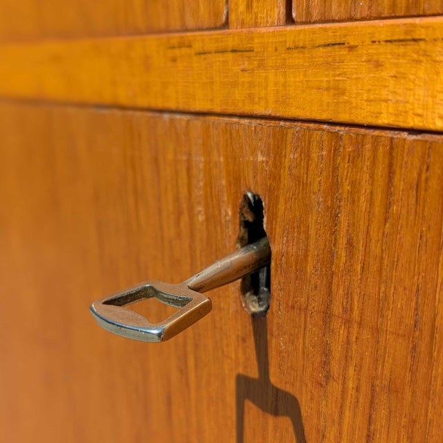 Mid-Century Teak Bookcase With Drop-Front Desk and Lighting, Mid-Century Modern For Sale - Image 10 of 18