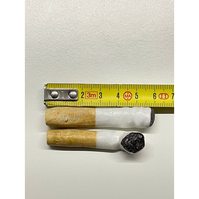 Pop Art Sculptural Hand-Carved Carrara Marble Cigarette Butts, Tuscany, Italy, 1950s, Set of 2 For Sale - Image 6 of 13