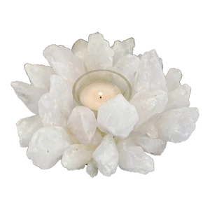 Handmade Artisan Natural Rock Crystal Candle Votive Holder