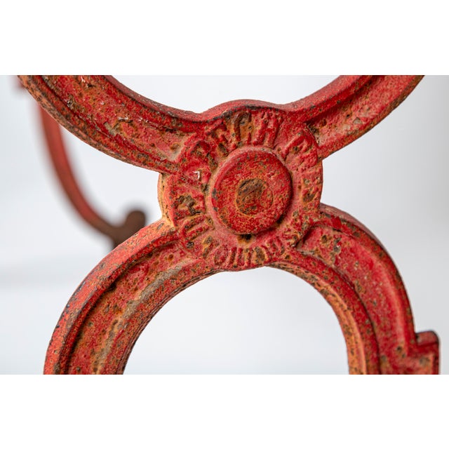 French Bistro Table by Delpeche Freres, Marble Top, Cast Iron Base, Circa 1900 For Sale - Image 9 of 11