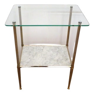 Regency Style Side Table in Glass and Marble, 1970s For Sale