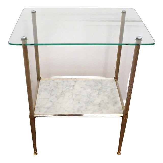 Regency Style Side Table in Glass and Marble, 1970s For Sale