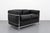 LC2 Sofa Black Leather Seats by Le Corbusier for Cassina, 2010s, in Very Good conditions. Designed 1920 to 1949 This piece...