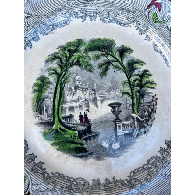 Ceramic A Pair of Antique Staffordshire Transfer Decorated Ironstone Plates “Venus” Circa 1850's For Sale - Image 7 of 12