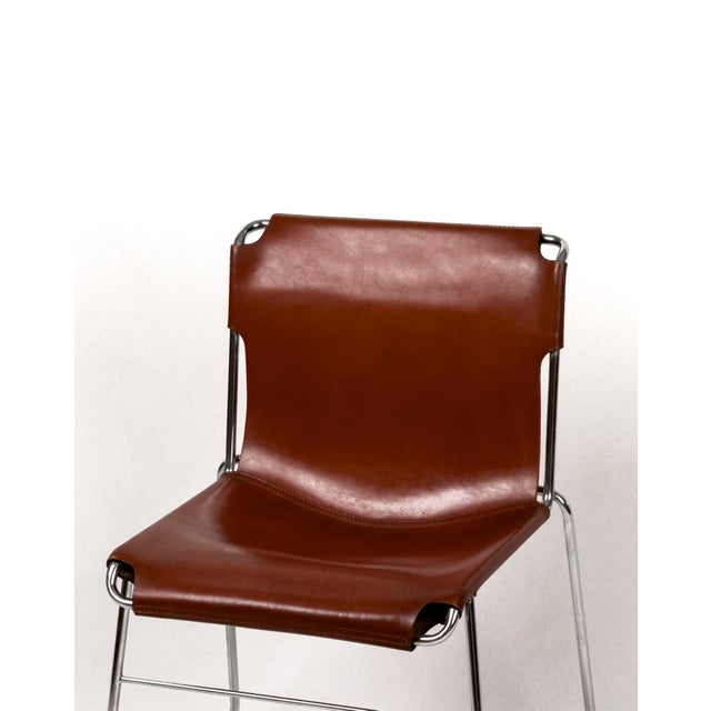 Metal Vintage Italian Chrome and Leather Chairs, 1970s, Set of 4 For Sale - Image 7 of 10