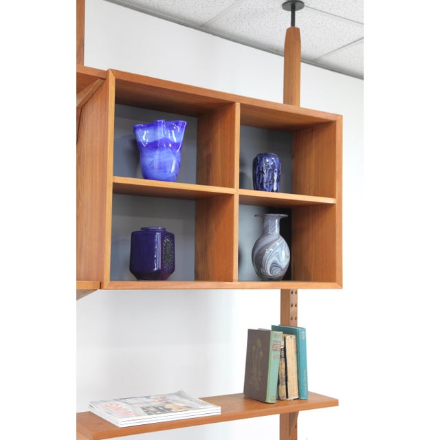 Two-Strip Freestanding Cado Wall Shelf in Teak by Poul Cadovius, 1960s, Set of 9 For Sale - Image 9 of 13