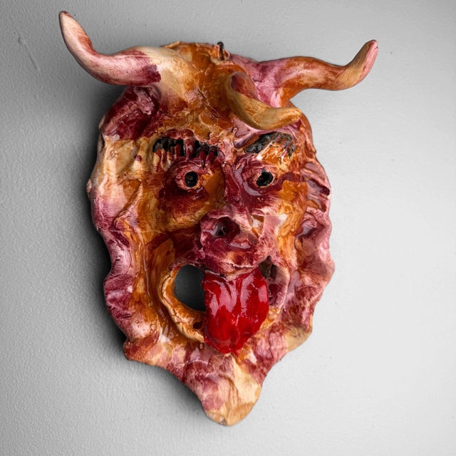 Red Ceramic Apotropaic Mask by Gennaro Condurso, Italy, 2010s For Sale - Image 8 of 8