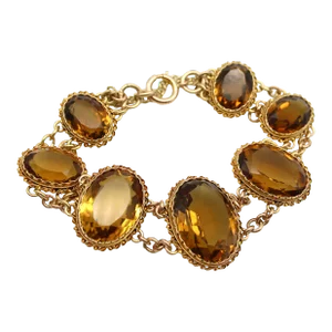Late 19th Century Victorian 14k Gold and Citrine Gemstone Bracelet