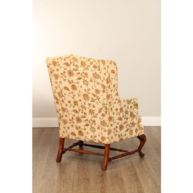 Queen Anne Style Vintage Pair of Mahogany Wing Chairs | Chairish