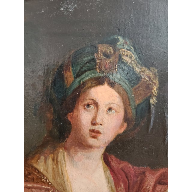 Small Antique Oil Painting Portrait of the Cumaean Sibyl After Domenichino For Sale - Image 4 of 15