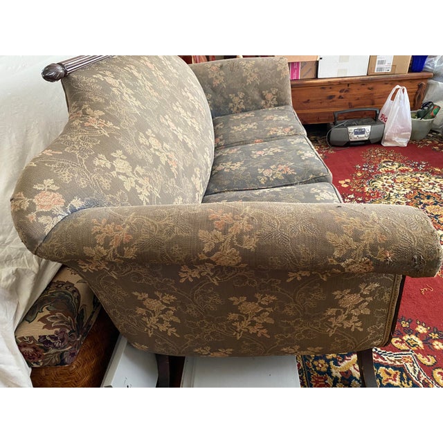 Early 20th Century 20th Century Duncan Phyfe Brocade Green Upholstered Sofa For Sale - Image 5 of 11