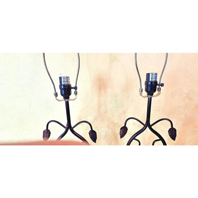 Bronze Rustic Wrought Iron Vine Table Lamps - a Pair For Sale - Image 8 of 12