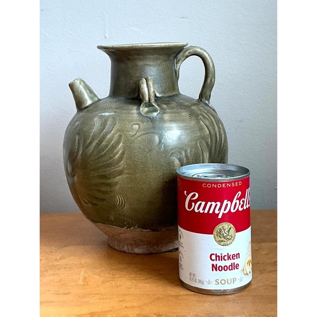 Vintage Sculptural Green Ceramic Jug For Sale - Image 12 of 12