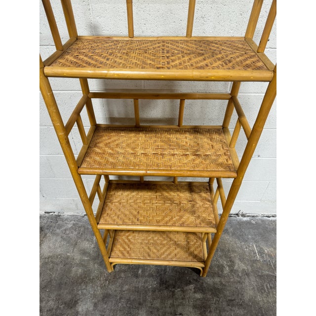 Brown Vintage Bamboo Wicker Etageres For Sale - Image 8 of 10