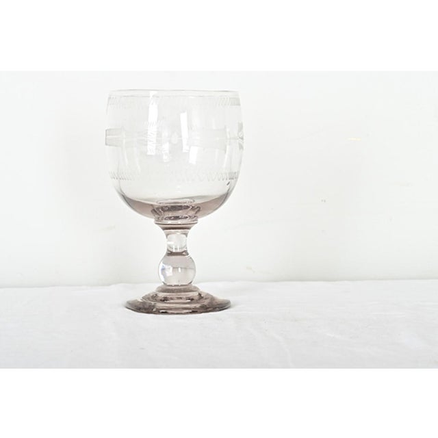 Dimensions: 8 ¾” H x 5 ¼” W x 5 ¼” D Lovely hand rolled and mouth blown clear glass chalice–or vase–from France, 19th...