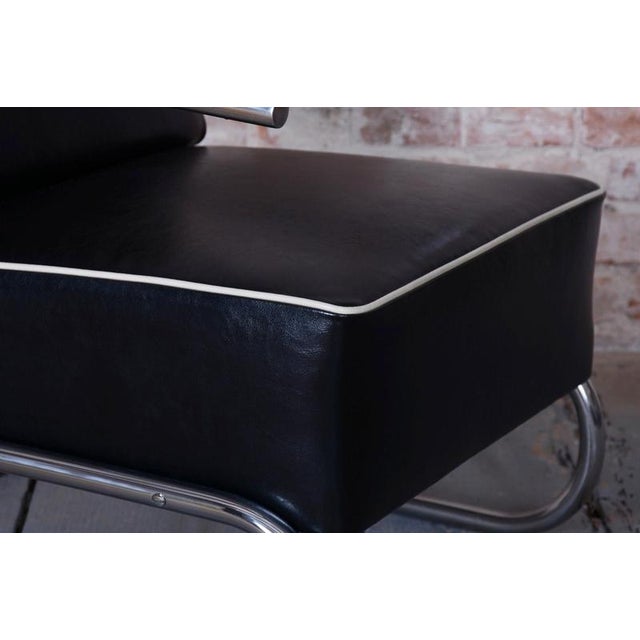 Metal Set of Bauhaus Armchairs in Leather & Chrome from Mücke-Melder, Czech, 1930s For Sale - Image 7 of 14